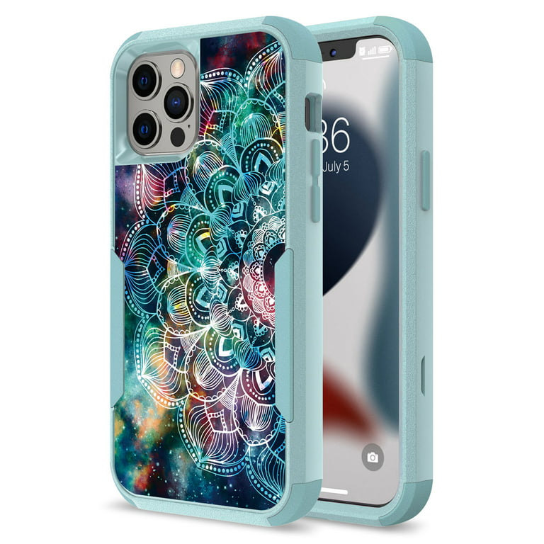 For Apple iPhone 14 Plus (6.7) Fashion Design Three Layer Heavy Duty  Hybrid Sturdy 3in1 Shockproof Protective Cover ,Xpm Phone Case [ Blue Lace  Cosmos ] 