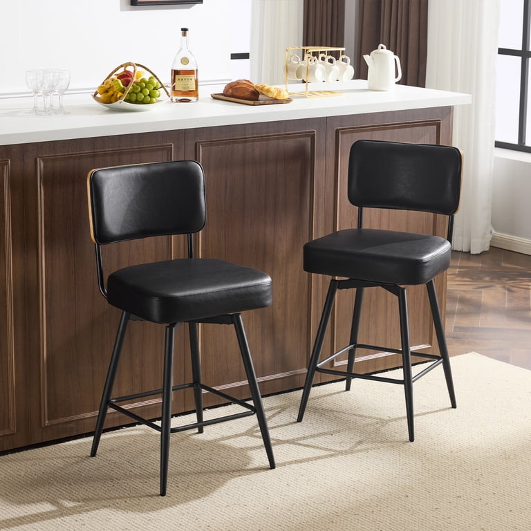 Zimtown Mid-Century Swivel Bar Stools Set Of 2, Brown photo 5