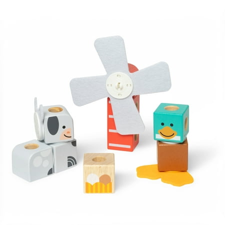 Melissa & Doug Blockables&trade; Farm Friends Snap And Play, Mix And Match Connectable Wooden Building Blocks Play Set Toy for Preschool Boys And Girls (16 Pcs)