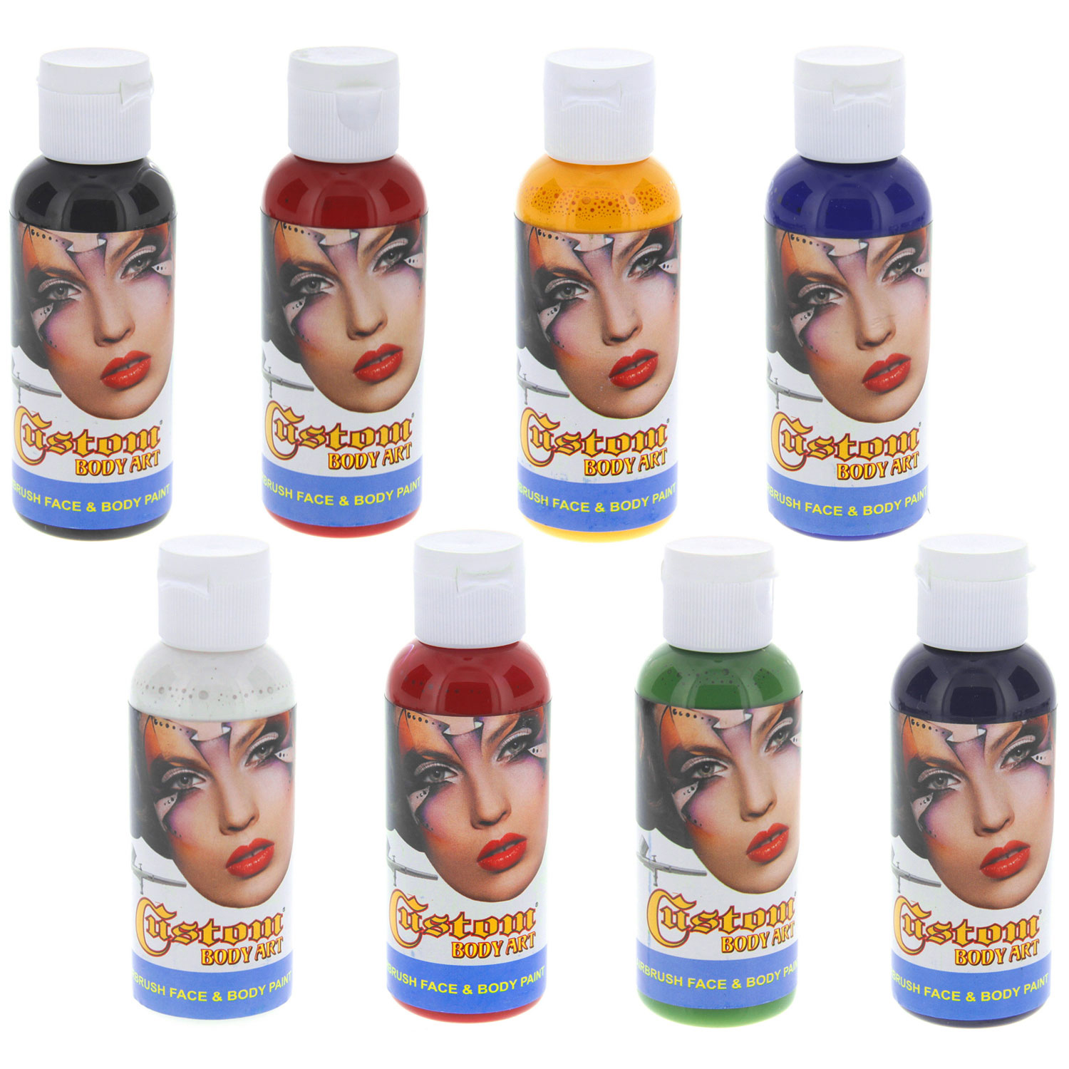 Custom Body Art 8 Color 2oz Airbrush Face Body Art Paint Kit Water