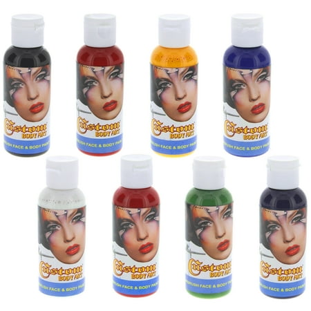  8 Couleur Airbrush 2 oz Face -amp- Body Art Peinture au kit personnalisé Temp à base d'eau Tattoo