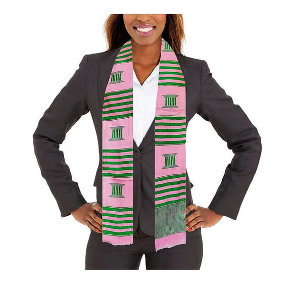 Pink and Green Kente Cloth Stole / Sash. Graduation
