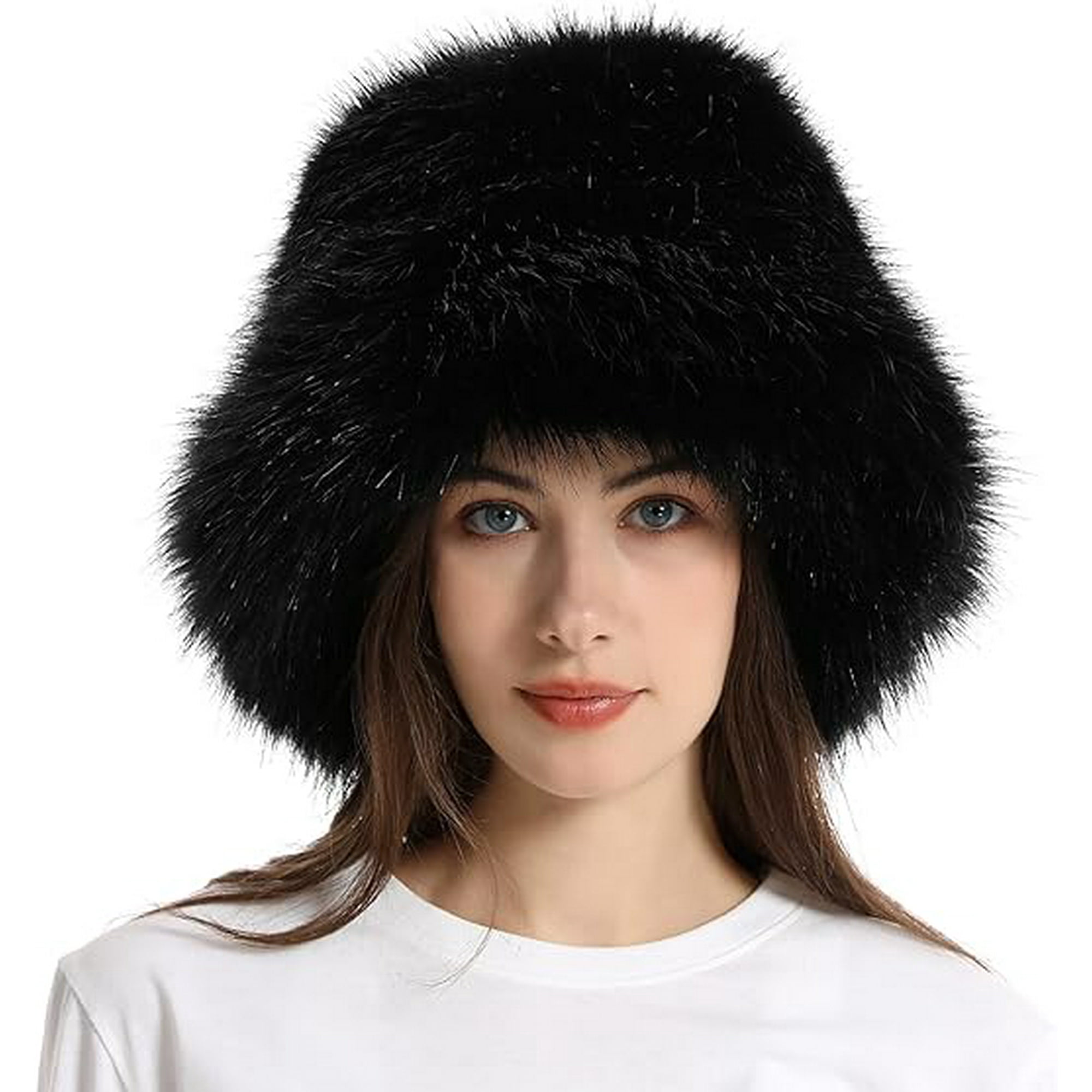 Fluffy hats for winter on sale