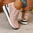 thumbnail image 4 of Womens Platform Wedge Slip on Walking Shoes Breathable Heart Hollow out Leather Fall Casual Loafers Sneakers, 4 of 6