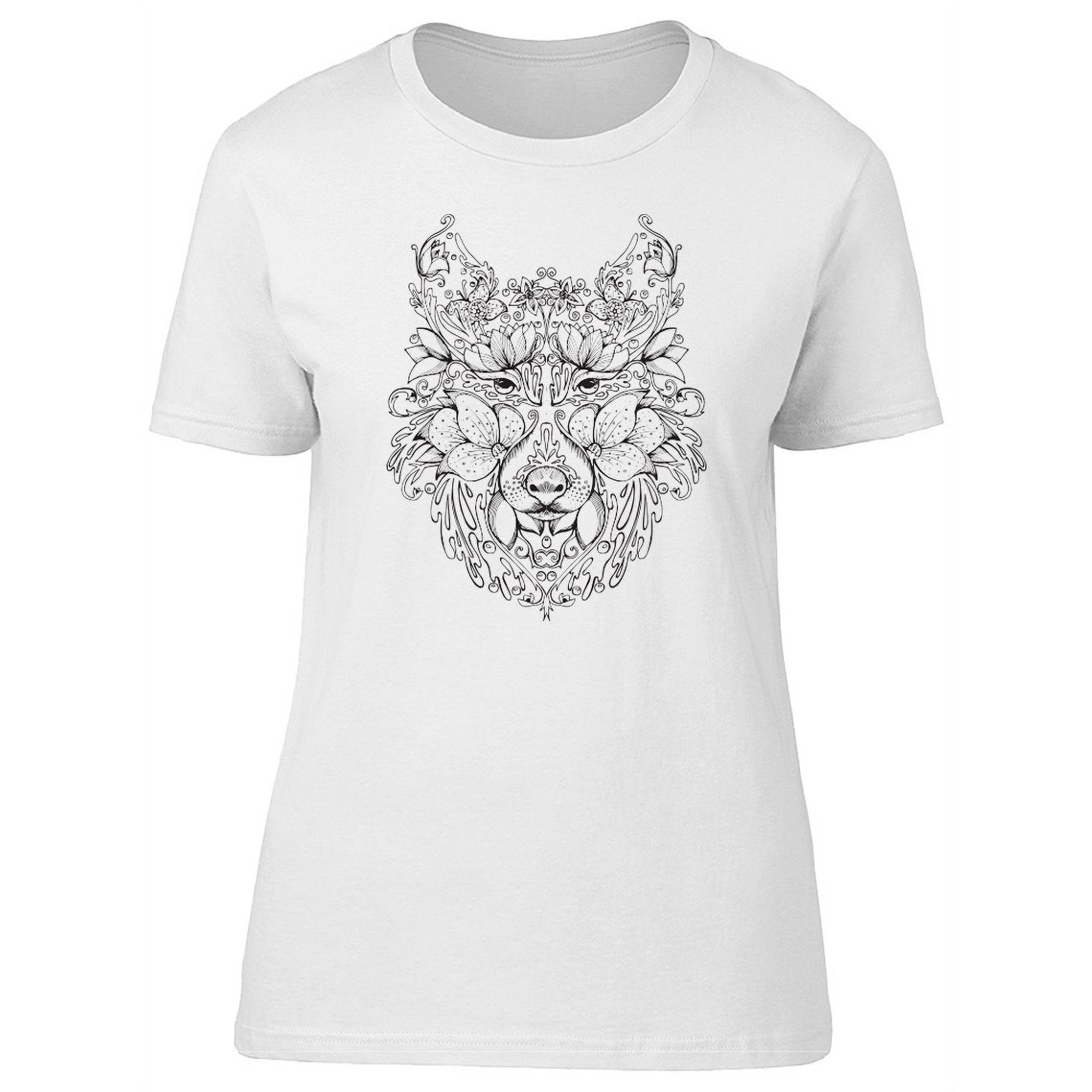 Wolf Head Made Of Flowers T-Shirt Women -Image by Shutterstock Female Small