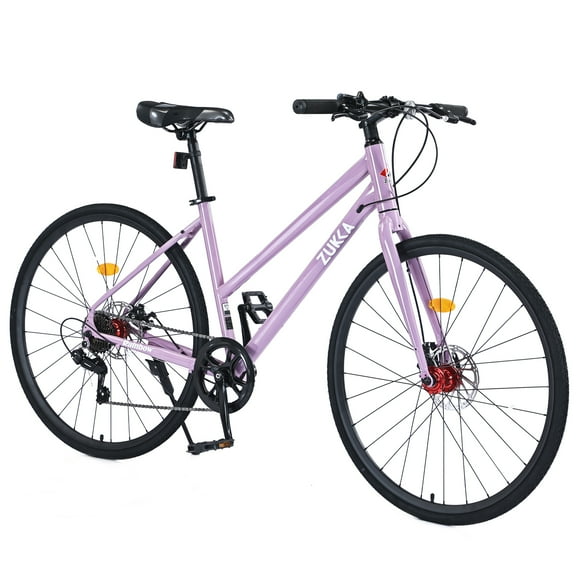 700C Road Bike for Adults,SHIMANO 7-Speed Commuter City Bicycle,Light Purple