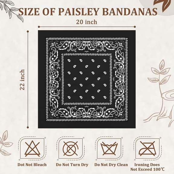 WEIFEI-12 Pack Bandanas Unisex Paisley Cowboy Bandanas Bulk Multi Purpose Headband Scarf for Men Women Costume