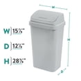 thumbnail image 2 of Sterilite Kitchen Trash Can, 13 Gallon Plastic Garbage Bin with Swing Top Lid, Light Gray, 2 of 9