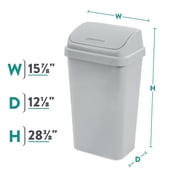 Sterilite Kitchen Trash Can, 13 Gallon Plastic Garbage Bin with Swing Top Lid, Light Gray