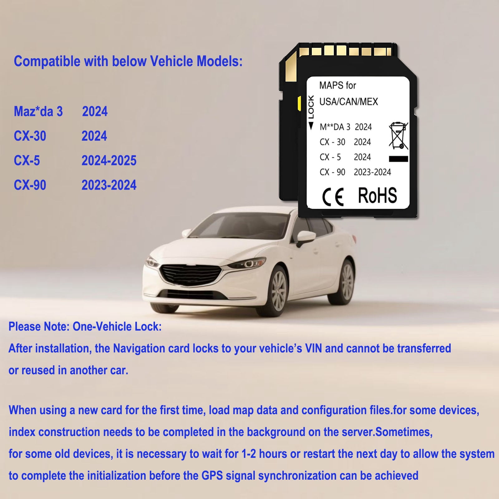 2025 Latest Navigation SD Card Compatible with Maz*da 3 2024/Cx-30 2024/ Cx-5 2024/ Cx-90 2023-2024