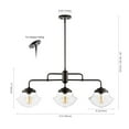 thumbnail image 3 of JONATHAN Y Avery 37.5" 3-Light Industrial Farmhouse Rustic Iron/Glass Linear LED Pendant, Oil Rubbed Bronze/Clear, 3 of 9