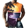thumbnail image 2 of SGFCWSX Mens Tank Tops Print Sleeveless Shirts Lightweight Breathable Beachwear for Vacation Casual Wear Orange Size M, 2 of 5