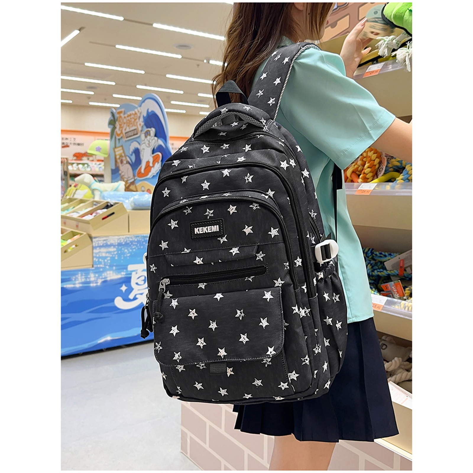 Mochila escolar para niñas y niños, para primaria y secundaria, para viajes, para edades 6-14 (negro) 5