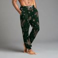 thumbnail image 4 of Wutalume Men's Drawstring Pocket Cuffed Casual Pants with Christmas Print, Soft Home Sleep Pants for Lounge, Holiday Wear, and Comfortable Relaxation,Dark Green L, 4 of 7