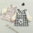 thumbnail image 3 of Xingqing 2 Pcs Robe Midi à Carreaux pour Tout-Petits, Enfants, Bébés Filles, avec Joint en Maille, Sac en Forme de Fleur, 3 of 9