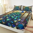 thumbnail image 3 of jejeloiu Cute Peacock Full Sheet Set,Boho Vintage Glass,Cozy Decor For Kids,4-Piece, 3 of 7