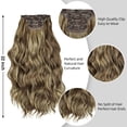 thumbnail image 4 of Phocas Clip in Hair Extensions 4PCS Thick Hairpieces Golden Brown Long Wavy Curly Synthetic Hair Extensions for Women 23in, 4 of 7
