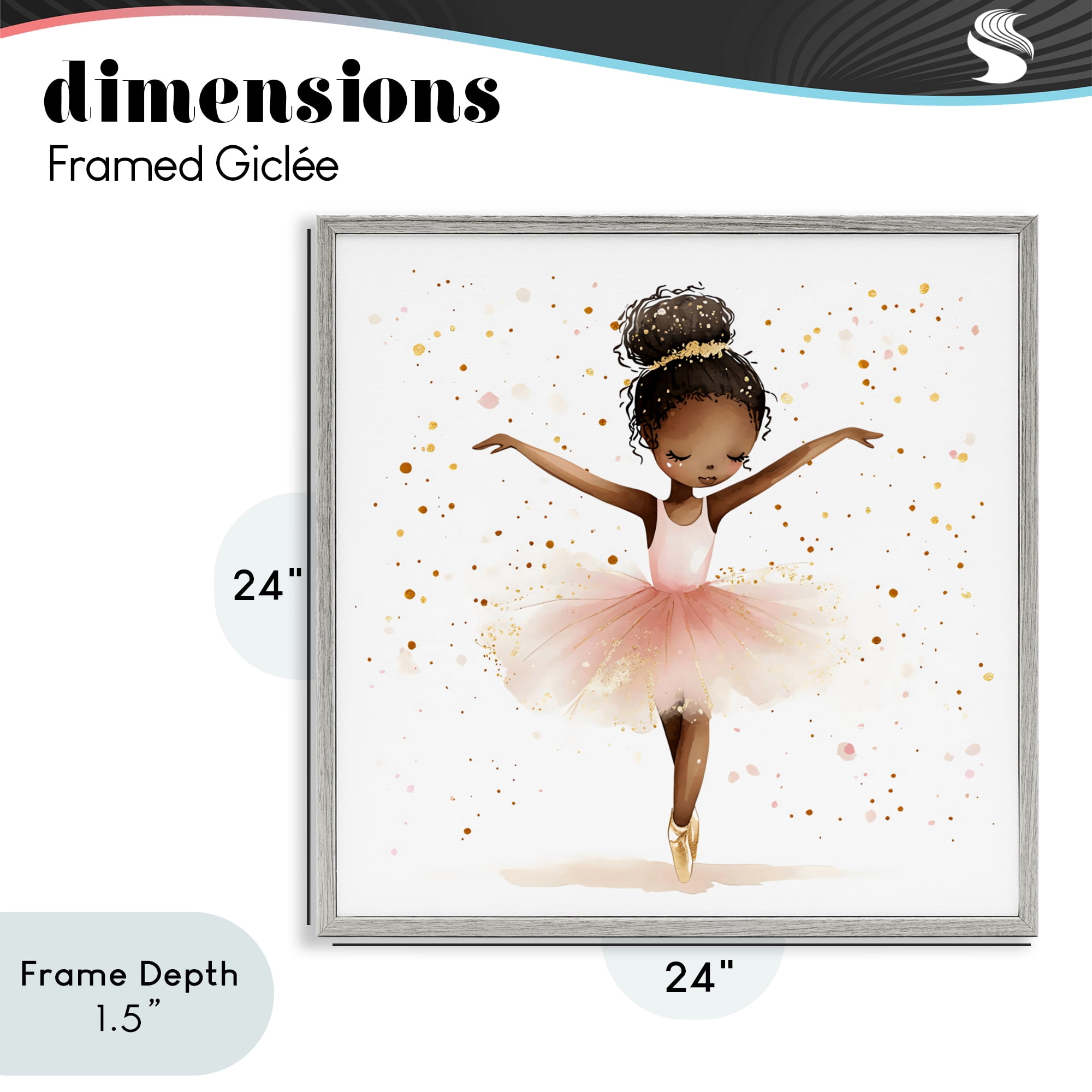 Stupell Industries Pink Ballerina Girl with Gold Gray Framed Giclee Art, design by Creative Studio