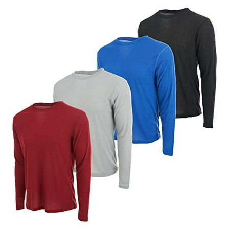 DARESAY [4-Pack] Men's Thermal Crew Long Sleeve Henley Tops Base Layer Shirt (Up To Size 3XL)