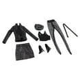 thumbnail image 2 of 1/6 Scale Black PU Leather Female Jacket Coat Skirt Shoes Suit Clothes for 12'' Action Figure, 2 of 9