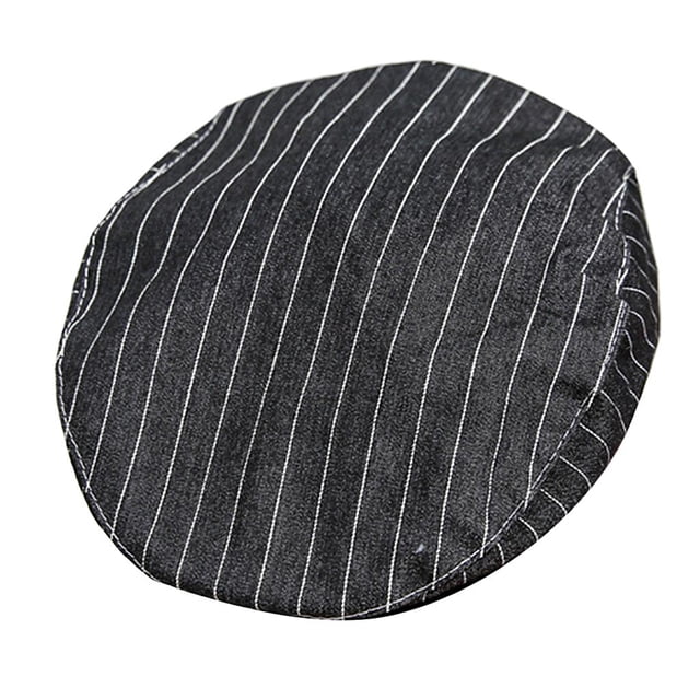 TISHITA Adult Beret Chef Hat Cooker Waiter Baker Cater Head Wrap Stripes Black