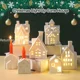thumbnail image 4 of Adornos navideños de cerámica blanca para casa, luces LED, decoración para el hogar, festival, cono, decoración de escritorio, luz navideña, 4 of 5