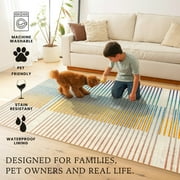 My Magic Carpet 3x5 Machine Washable Kitchen Entryway Bedroom Area Rug - Flux Striped Multicolor