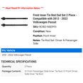 thumbnail image 2 of Front Inner Tie Rod End Set 2 Piece - Compatible with 2012 - 2022 Volkswagen Passat 2013 2014 2015 2016 2017 2018 2019 2020 2021, 2 of 2