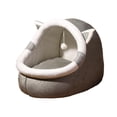 thumbnail image 4 of Nido para gatos semicerrado, cama para gatos, cueva, suministros para mascotas, perrera con juguete colgante, tienda relajante y acogedora para gatos, , XL Gris, 4 of 8