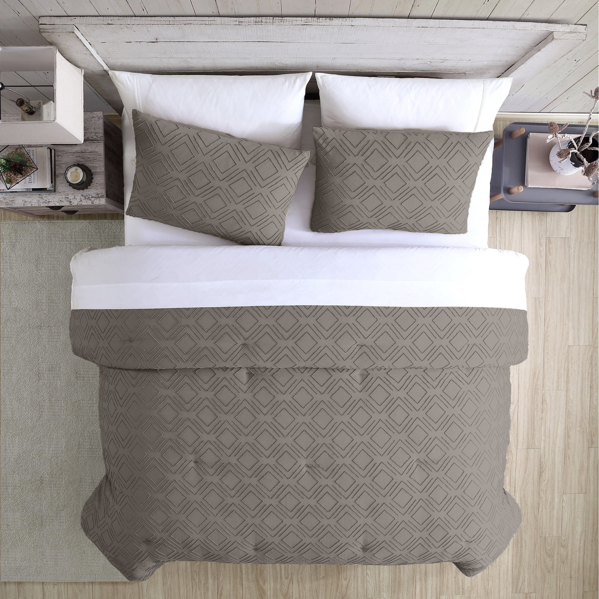 Modern Threads Ethos 3-Piece Adult Comforter Set, Gray, Queen