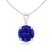 Angara Natural 1.45 ct Tanzanite Solitaire Pendant Necklace in 925 Sterling Silver for Women - Round Shape Tanzanite Pendant Necklace