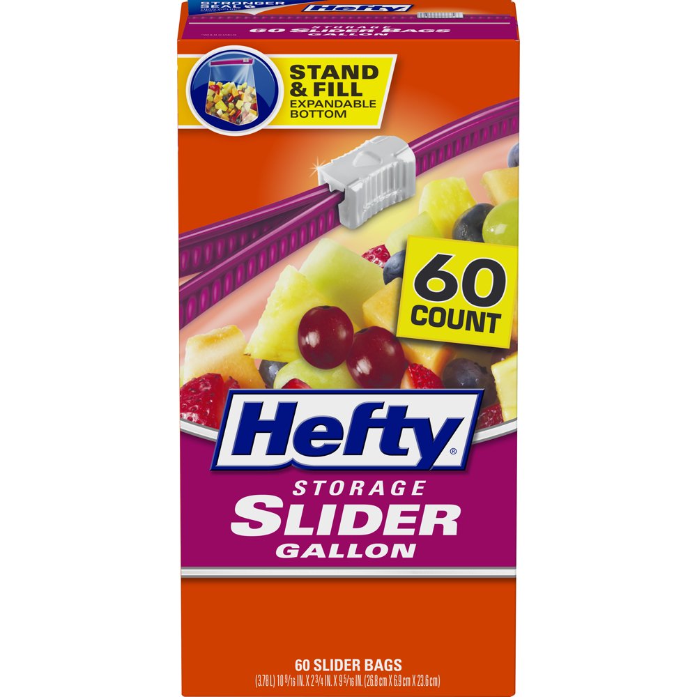 Hefty Slider Storage Bags, Gallon Size, 60 Count