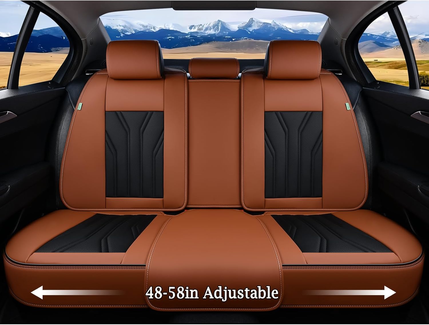 FLORICH Leather Car Seat Covers, Full Set, Brown Black photo 5