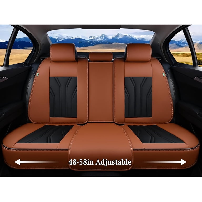FLORICH Front Seat Covers, Faux Leather, Black & Brown photo 6