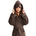 thumbnail image 2 of APEXFWDT Women's Flannel Long Bathrobe Hooded Loungewear Robe with Eye Mask Long Sleeve Soft Fluffy Robe with Dual Pockets,XXL,Brown, 2 of 8