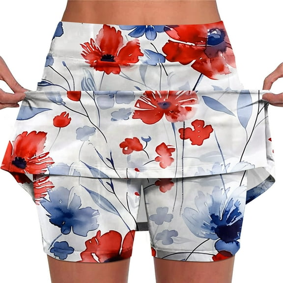 Cavosen Men's Golf Shorts Elastic Waist Plus Size Short Skorts Pants Red White and Blue Lightweight Comfy Workout Shorts