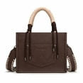 thumbnail image 4 of Wrangler Tote Bag Cow Print Western Satchel Bags for Women with Braided Rope Handle, Coffee, 4 of 7