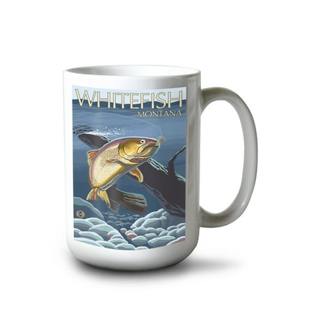 

15 fl oz Ceramic Mug Whitefish Montana Trout Dishwasher & Microwave Safe