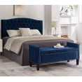thumbnail image 2 of Knubmt Storage Bench with Wood Legs, Upholstered Velvet Storage Ottoman for Living Room, Bedroom, Office, Navy Blue, 2 of 8
