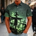 thumbnail image 2 of GrmtClth Mens Halloween Daily Wear Button Down Shirt Short Sleeve Full Spooky Rust Grain Print Soft Casual Blouse Hot Pink L, 2 of 5