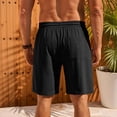 thumbnail image 4 of Domuza Men’s Linen Shorts Casual Drawstring Summer Beach Shorts Black 4XL, 4 of 4