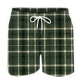thumbnail image 3 of Aueoeo Men's Plus Size Trunks Plaid Checkered Shorts High Waist Drawstring Waist Trunks Casual Shorts With Pockets, 3 of 4