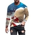 thumbnail image 2 of Blusas y camisas de manga larga con cuello redondo para hombre, blusa informal de manga larga con cuello redondo y estampado, blusa de poliéster para hombre, 2 of 4