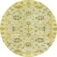 thumbnail image 1 of Ahgly Company Machine Washable Indoor Round Abstract Mustard Yellow Area Rugs, 5' Round, 1 of 7