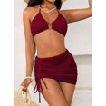 thumbnail image 5 of Conjunto de bikini MakeMechic con anillo halter para mujer, talla S, color granate, 5 of 5