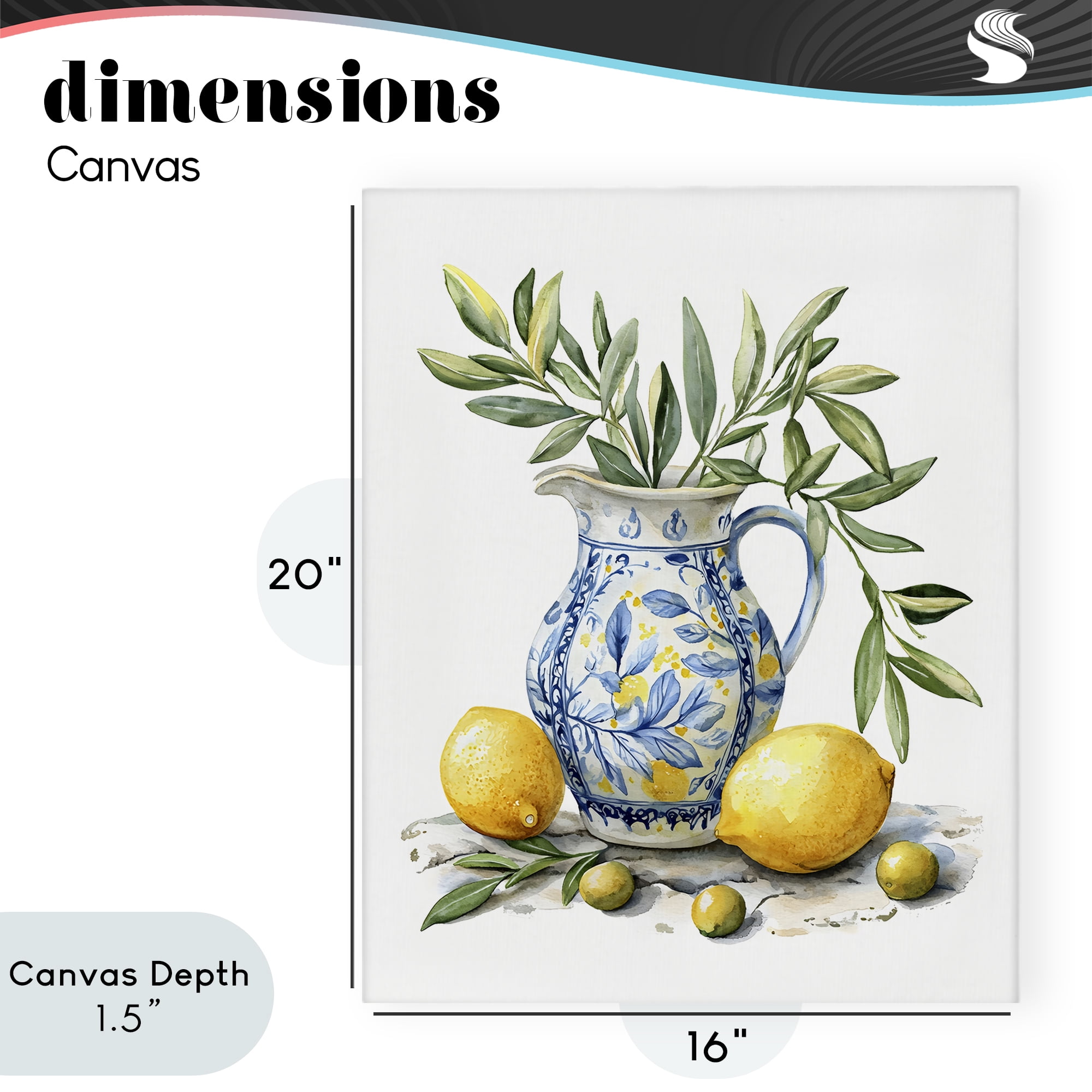 Stupell Industries Lemon & Olive Branch Still Life Canvas Wall Art, design by LSR Design Studio