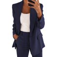 thumbnail image 1 of Women's 2 Piece Business Suit Set Lapel Single-breasted Polyester Suit Jacket With Straight Trousers, 1 of 5