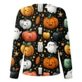 thumbnail image 5 of WTOBBY Women's Fashion Casual Long Sleeve Standing Collar Single Breasted Halloween Printed Workwear Jacket - Comfortable and Durable for Medical Apparel and Costume Use,Black L, 5 of 5