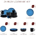 thumbnail image 2 of HomeVss 20-Piece Dinnerware Set - Serves 4, Reactive Glaze Bubble Blue Plates & Bowls Set | Microwave & Dishwasher Safe, 2 of 7