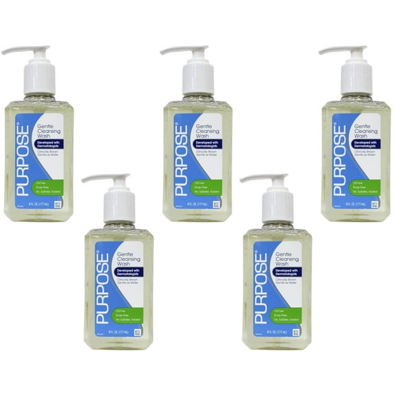 Purpose Gentle Cleansing Face Wash Hypoallergenic Skin Care 6 oz,- 5 Pack
